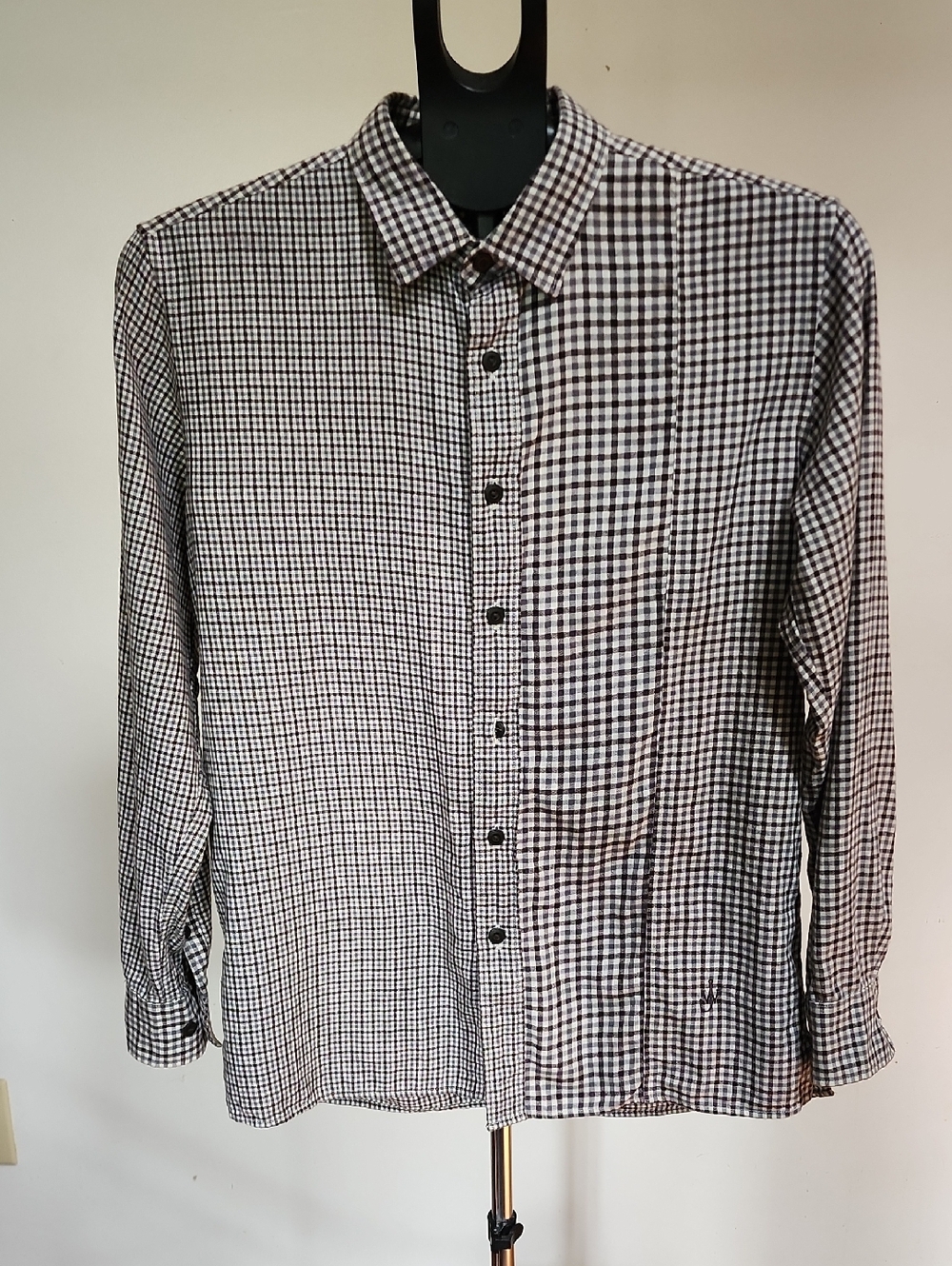 JW ANDERSON Brown and White Checked Button-Down Shirt